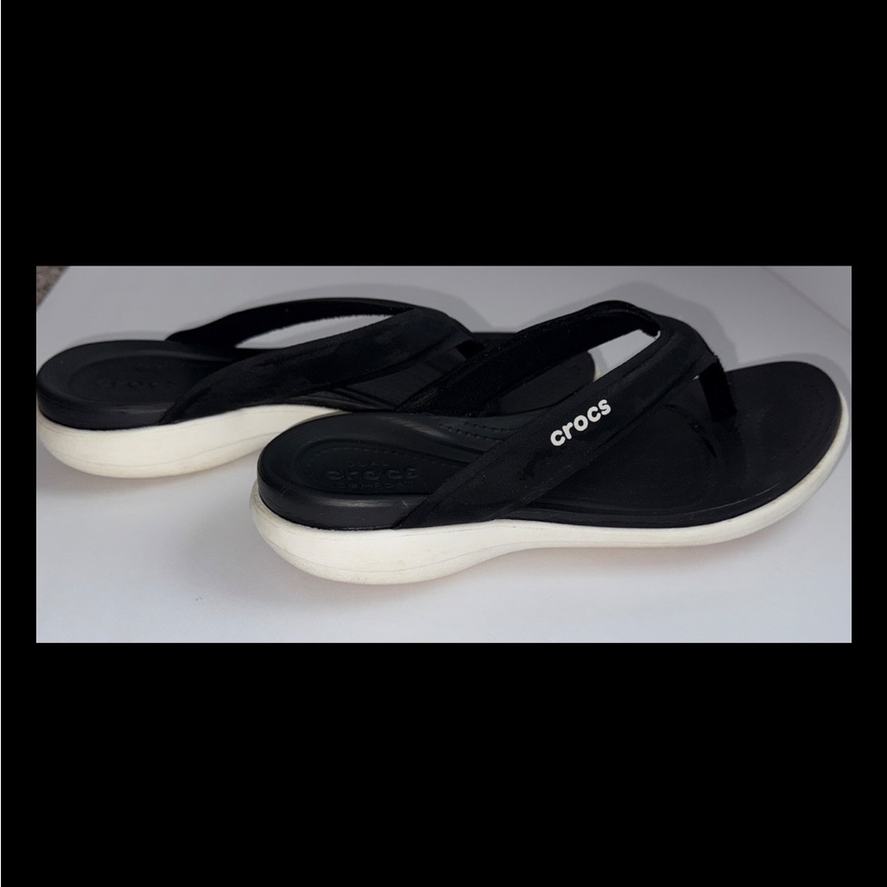 CROCS Women's Black Sandals with White Sole